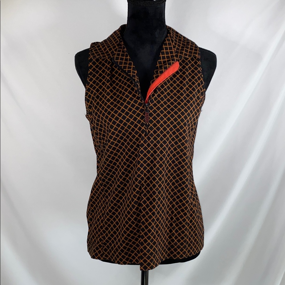 Sport Haley Sleeveless Quarter Zip Golf Top Orange & Black Large